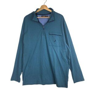 𝅺NAUTICA Men's Blue Pullover Quarter Zip Long Sleeve Shirt size XL